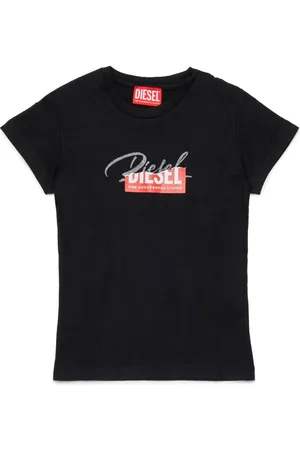 Diesel T-shirt i bomuld med slitageeffekt og logotryk