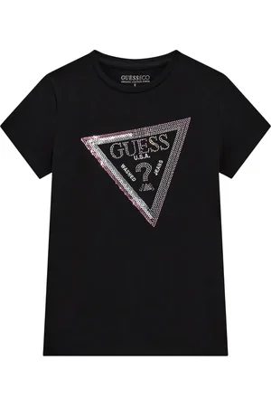 Guess T-shirt i økologisk bomuld med pailletudsmykket logo