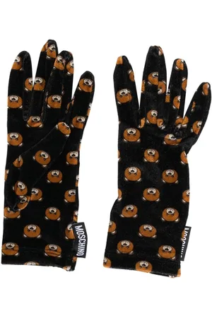 Moschino Handsker i velour med bamsetryk