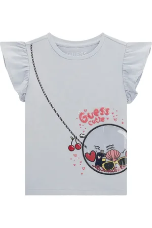 Guess T-shirt i bomuld med flæseærmer