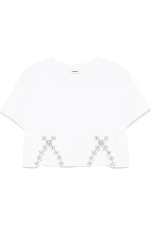 Sandro T-shirt med rhinstenudsmykning