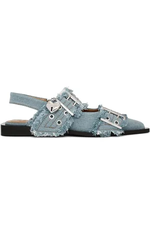 Ganni Feminine ballerinaer i denim