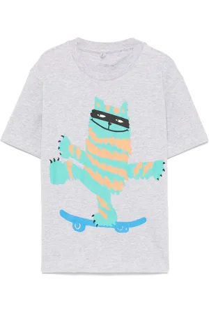 Stella McCartney T-shirt med grafisk kat-tryk