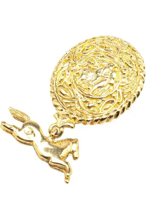 CHANEL CC Horsetop broche med guldbelægning fra 1970-1980