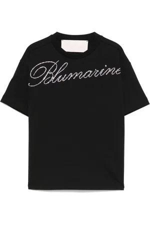 MISS BLUMARINE T-shirt med logoudsmykning