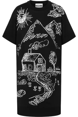 Moschino T-shirt-kjole med kalktryk