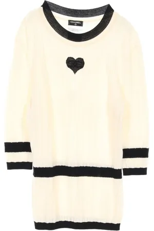 CHANEL Intarsiastrikket sweater med hjerte fra 1986-1988