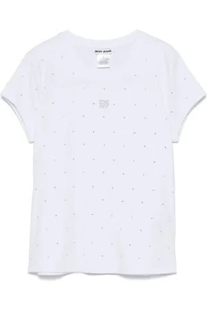 DKNY T-shirt med rhinstenudsmykning