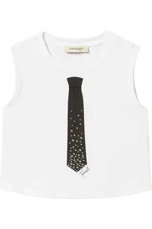 Twin-Set Tanktop med rhinstenudsmykning og tryk