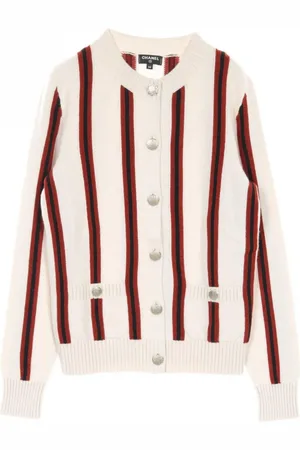 CHANEL Stribet cardigan i kashmir fra 1986-1988