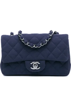 CHANEL Mini rektangulær Single Flap crossbody-taske i jersey fra 2016-2017