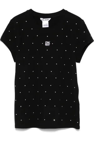 DKNY T-shirt med rhinstenudsmykning