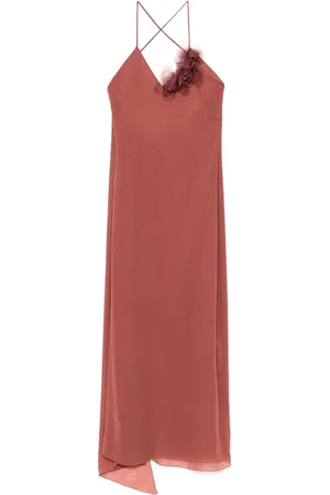 BLUMARINE Lang georgette-kjole med blomstret applikation