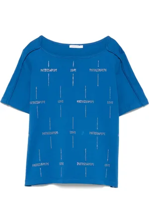 Patrizia Pepe T-shirt med krystaludsmykket logo