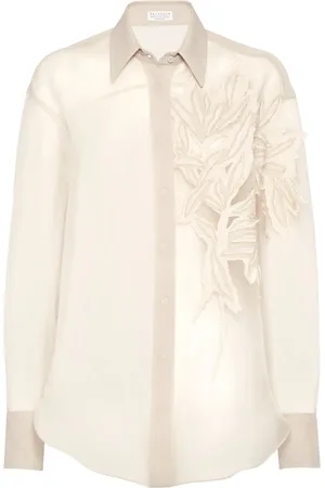Brunello Cucinelli Skjorte med Flora-applikation
