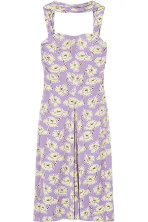 VERSACE Mellemlang draperet Poppies kjole