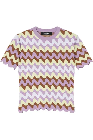 VERSACE Strikket T-shirt i bølge-jacquard