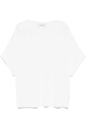 Ermanno Firenze Finstrikket T-shirt med blomsterblonder