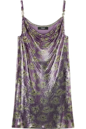 VERSACE Mini Poppies kjole i metalisk mesh