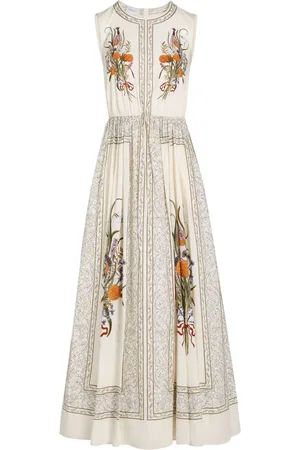 Giambattista Valli Kjole i poplin med Marigold Bouquets-tryk