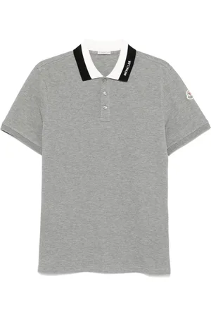 Moncler Polo i pique med logobroderi