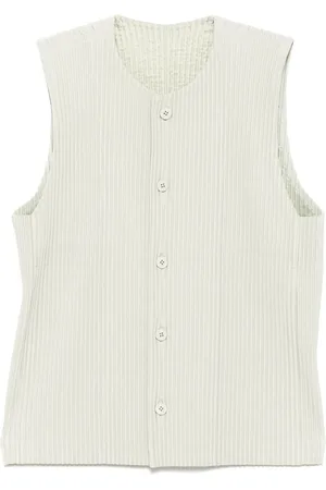 Issey Miyake Plisseret vest med rund hals