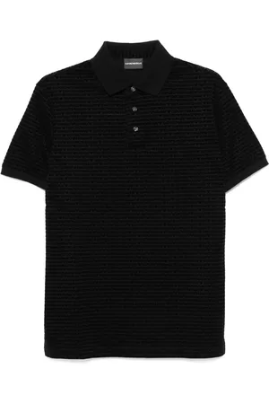 Emporio Armani Polo i piqué med logo-flock-tekstur