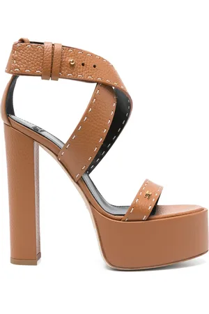 Elisabetta Franchi 135mm lædersandaler med plateau