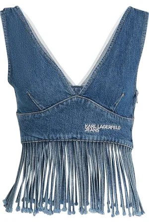 Karl Lagerfeld Denimtop med frynser