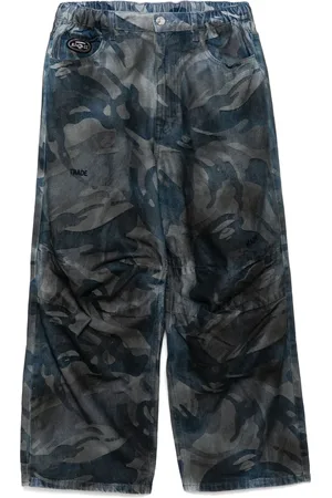 A Bathing Ape Forvaskede camo-jeans med måneskive-logo