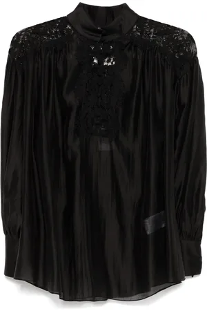 NISSA Bluse med blondedetalje
