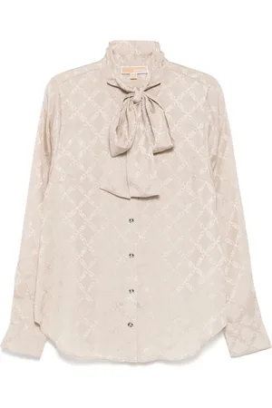 Michael Kors Bluse med bundet hals og Empire Diamond-jacquard