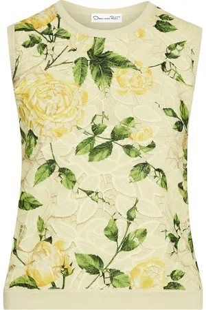Oscar de la Renta English Rose guipure tanktop