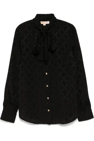 Michael Kors Bluse med bundet hals og Empire Diamond-jacquard