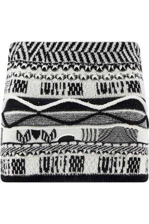LANEUS Kort nederdel i jacquard med intarsia-logo