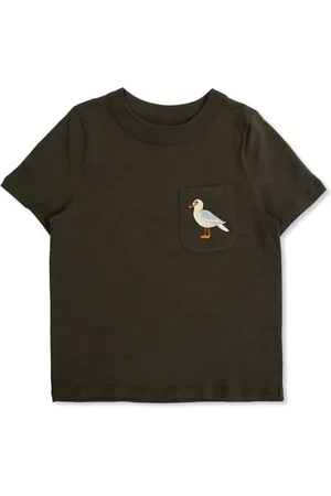 Mini Rodini T-shirt med måge-broderi
