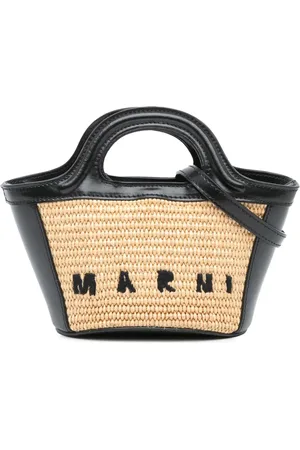 Marni Mikro Tropicalia satchel-taske i kalveskind og basteffekt fra 2021-2024
