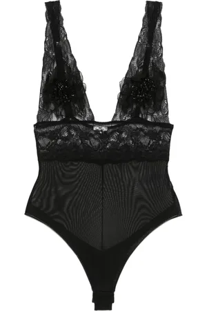 Elisabetta Franchi Bodysuit i tyl med 3D-blomster