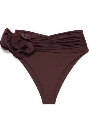 MAGDA BUTRYM Gingham-ternet bikiniunderdel med blomster-applikation