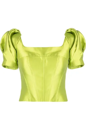 GEMY MAALOUF Cropped bluse med pufærmer