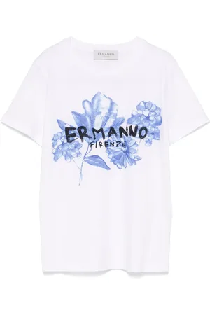 Ermanno Firenze T-shirt med krystaludsmykning