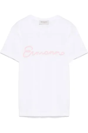 Ermanno Firenze T-shirt med krystaludsmykning
