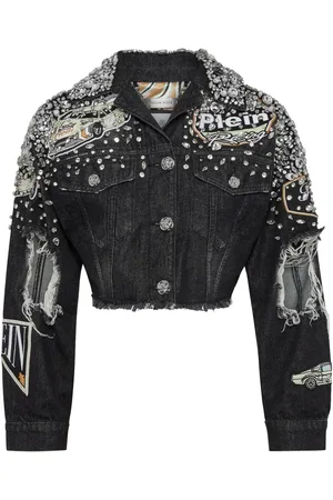 Philipp Plein Denimjakke med krystaludsmykninger