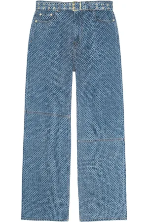 Ganni Jeans med brede ben og bælte