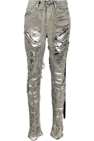 Rick Owens Jeans med slitageeffekt og smalle ben