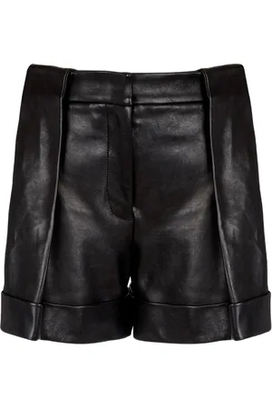 Balmain Shorts i læder med plisseringer