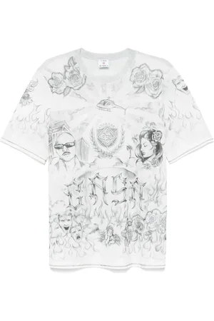 Casablanca T-shirt i mesh med tattoo-tryk