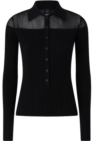 Pinko Ribbet polo med lange ærmer