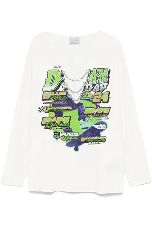 Bluemarble T-shirt med moto-tryk og kæde