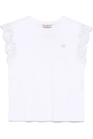 Twin-Set T-shirt med blondedetalje